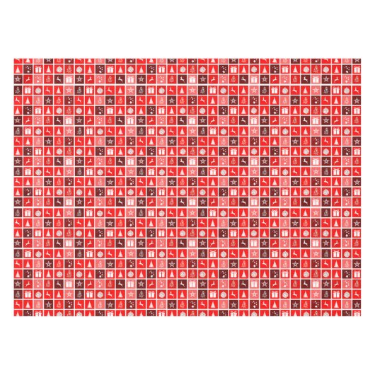 レッドクリスマスホリデーキュートツリートナカイ テーブルクロス (正面(横))