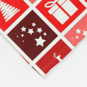 レッドクリスマスホリデーキュートツリートナカイ フリースブランケット (角)