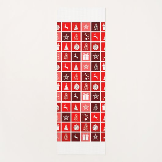 レッドクリスマスホリデーキュートツリートナカイ ヨガマット (正面)