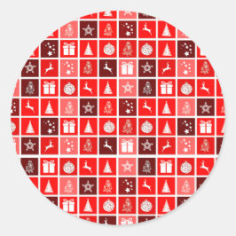 レッドクリスマスホリデーキュートツリートナカイ ラウンドシール