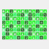 レッドクリスマスホリデーキュートツリートナカイ ラッピングペーパーシート (正面3)