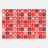 レッドクリスマスホリデーキュートツリートナカイ ラッピングペーパーシート (正面)