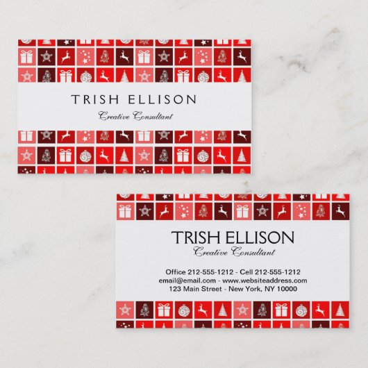 レッドクリスマスホリデーキュートツリートナカイ 名刺 (正面/裏面)