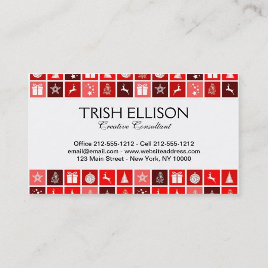 レッドクリスマスホリデーキュートツリートナカイ 名刺 (裏面)