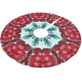 レッドクリスマスホリデーツリースカート ブラッシュドポリエステルツリースカート (アングル)