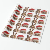 レッドクリスマスホリデードッグスサンタトナカイの衣装 ラッピングペーパー (アンロールド)