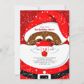 レッドクリスマスホリデーパーティーのブラックサンタクロース 招待状 (正面)