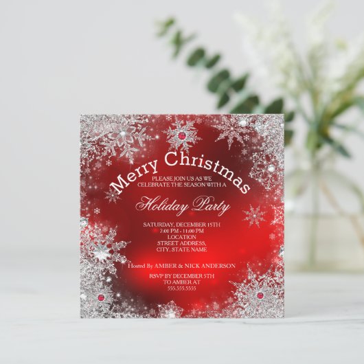 レッドクリスマスホリデーパーティーウィンターワンダーランド 招待状 (スタンド正面)