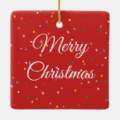 レッドクリスマスホリデーフレームファミリーキープサケ写真 セラミックオーナメント (裏面)