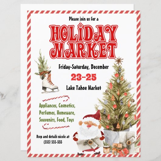 レッドクリスマスホリデーマーケット招待状 (正面/裏面)