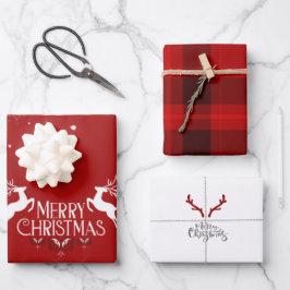 レッドクリスマスホリデーラッピング紙シート ラッピングペーパーシート
