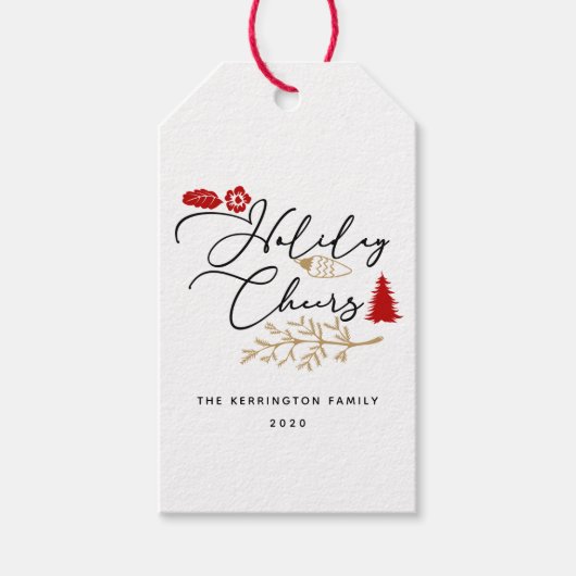 レッドクリスマスホリデー応援 ギフトタグ (正面)