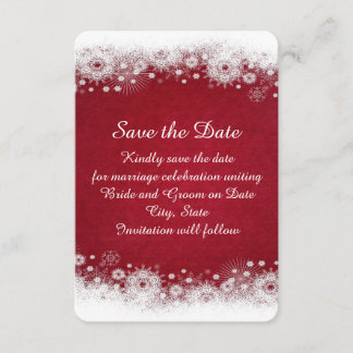 レッドクリスマスホワイトスノーフレーク日付を保存 セーブザデート