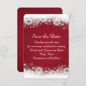 レッドクリスマスホワイトスノーフレーク日付を保存 セーブザデート (正面/裏面)