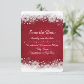 レッドクリスマスホワイトスノーフレーク日付を保存 セーブザデート (スタンド正面)