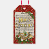 レッドクリスマスホーフランスのンヴィンテージシート音楽 ギフトタグ (裏面)