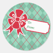 レッドクリスマスボウギフトラベルシール ラウンドシール (正面)