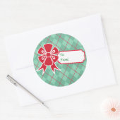 レッドクリスマスボウギフトラベルシール ラウンドシール (封筒)