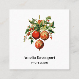 レッドクリスマスボードビーズウィズホリーフェスティバル スクエア名刺