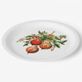 レッドクリスマスボードビーズウィズホリーフェスティバル ペーパープレート (アングル)