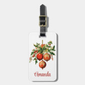 レッドクリスマスボードビーズウィズホリーフェスティバル ラゲッジタグ (正面縦)