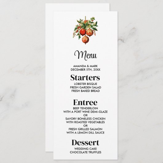 レッドクリスマスボードビーズウィズホリーフェスティバル 招待状 (正面/裏面)