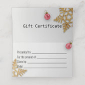 レッドクリスマスボールギフト金ゴールド雪片ギフトカード プレイスカード (内部開封)