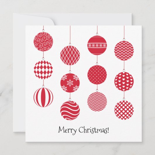 レッドクリスマスボールスススクエアカード シーズンカード (正面)