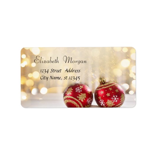 レッドクリスマスボールホリデー ラベル (正面)