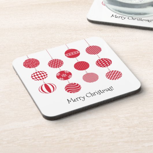 レッドクリスマスボール懸命プラスチックコースター コースター (左側)