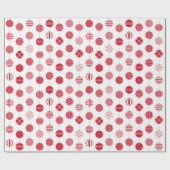 レッドクリスマスボール模様のラッピング紙 ラッピングペーパー (フラット)