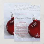 レッドクリスマスボール、ストリングライトクリスマスカンパニー 招待状 (正面/裏面)
