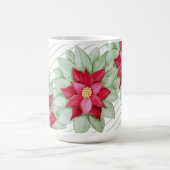 レッドクリスマスポインセチア水彩手絵を描形 コーヒーマグカップ (中央)