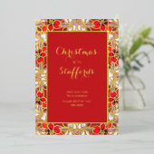 レッドクリスマスポインセチア雪フォイル招待状 箔招待状 (立ち正面)