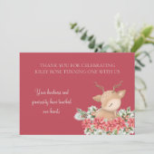 レッドクリスマスポインセチア鹿の誕生日パーティー サンキューカード (スタンド正面)