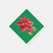 レッドクリスマスポインセチア スタンダードカクテルナプキン (角)