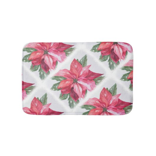 レッドクリスマスポインセチア バスマット (正面)