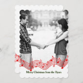 レッドクリスマスミュージックフォトホリデーカード シーズンカード (正面/裏面)
