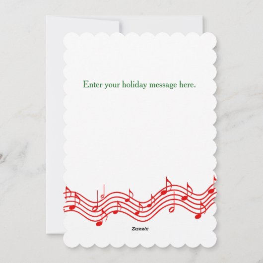 レッドクリスマスミュージックフォトホリデーカード シーズンカード (裏面)