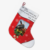レッドクリスマスヤギあなたのヤギの写真を追加 ラージクリスマスストッキング (正面 (吊り時))