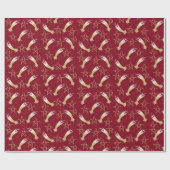 レッドクリスマスラッピング紙スター&フェイクグリッター ラッピングペーパー (フラット)