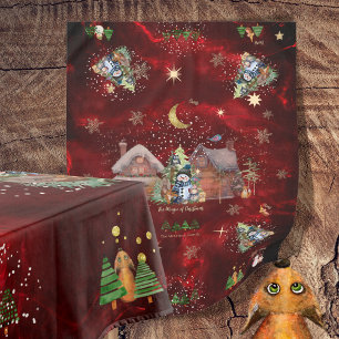 レッドクリスマスランドかわいい動物のテーブルクロス テーブルクロス