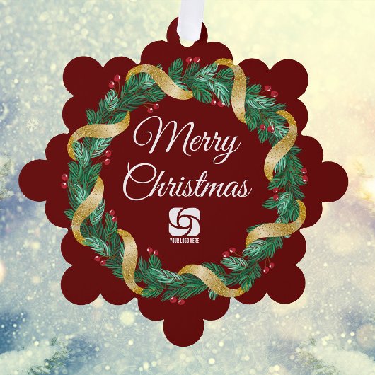 レッドクリスマスリースカスタム会社マーケティング オーナメントカード