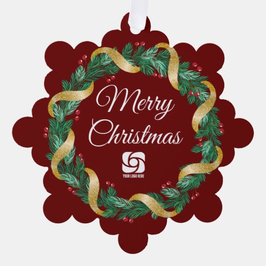 レッドクリスマスリースカスタム会社マーケティング オーナメントカード (正面)