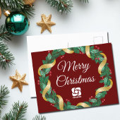 レッドクリスマスリースカスタム会社マーケティング シーズンポストカード