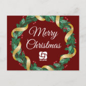 レッドクリスマスリースカスタム会社マーケティング シーズンポストカード (正面)