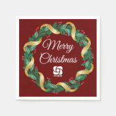 レッドクリスマスリースカスタム会社マーケティング スタンダードカクテルナプキン (正面)