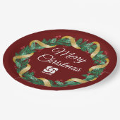 レッドクリスマスリースカスタム会社マーケティング ペーパープレート (アングル)