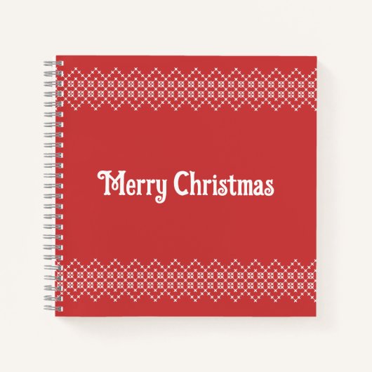 レッドクリスマス刺繍スノーフレーク・アート ノートブック (正面)