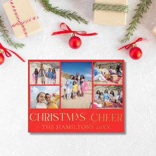 レッドクリスマス応援ホイルホリデーカード5枚の写真 箔シーズンポストカード